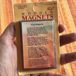 Vintage Footprints Wooden Magnet Religious Decor by Paula